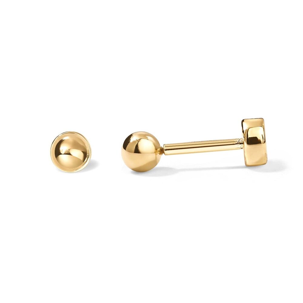 14K Gold Plated Solid 925 Sterling Silver Post Ball Stud Flat Back
